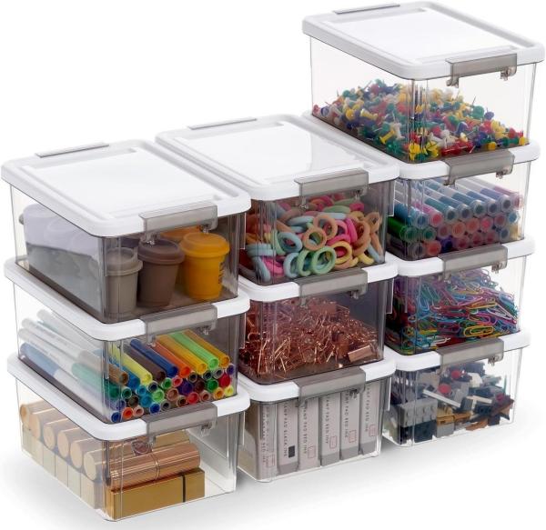 Citylife 10er-Set 1.25L Aufbewahrungsbox mit Deckel Stapelbar Transparent Griff