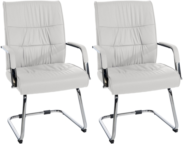 CLP 2er Set Besucherstühle Sievert Freischwinger mit Metallgestell und Bodenschoner,weiß