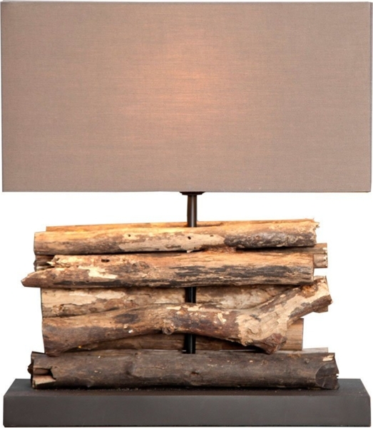 Levandeo® Nachttischlampe, Lampe Tischlampe aus Holz Holzlampe Tischleuchte Treibholz 40cm