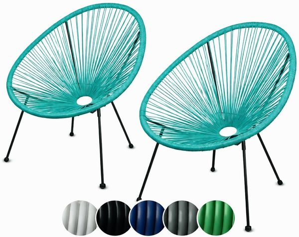 sunnypillow Gartenstuhl Acapulco, gemütlicher Loungesessel für Terrasse, Garten, Türkis
