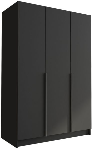 Mirjan24 'Cikzori' Kleiderschrank mit Einlegeböden und Kleiderstange, 3-türig, Laminatplatte, 215 x 58 x 150 cm, Schwarz / Schwarz, ohne Spiegel Bild 3