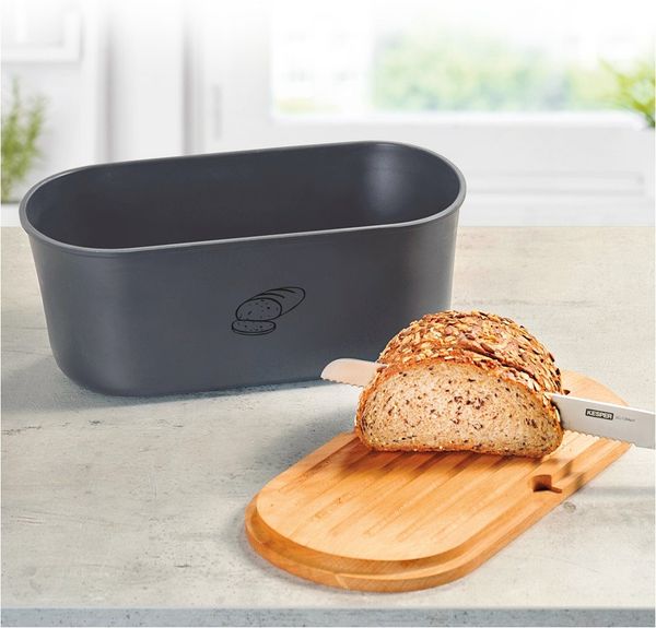 Brotbox 34x14x18cm schwarz matt Melamin