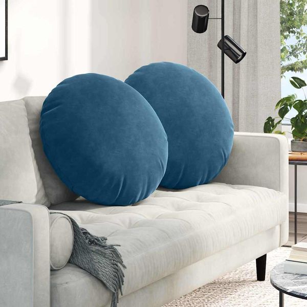 vidaXL Sitzkissen 2 pcs Blau Ø 80 x 29 cm Samt 42014247