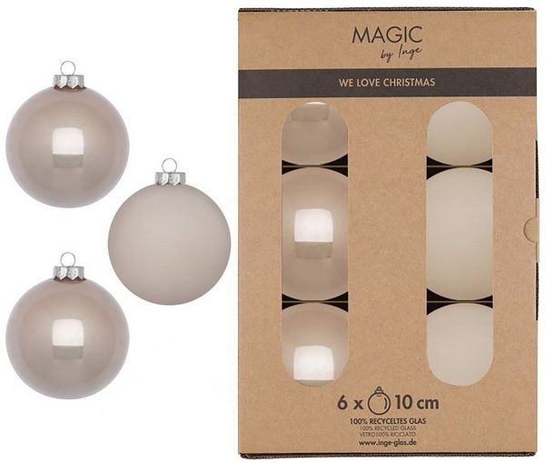 MAGIC by Inge Weihnachtsbaumkugel, Weihnachtskugeln Glas 10cm 6 Stück - Fine Alabaster