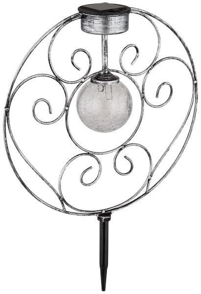 LED Solarleuchte, Erdspieß, Kugel, Glas, H 41 cm