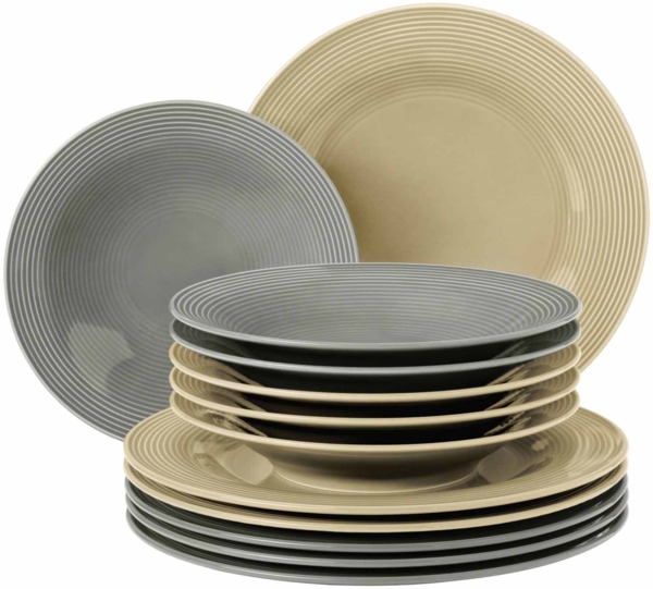 Seltmann Weiden Beat Color Glaze Tafelservice 12-teilig Grau-Beige