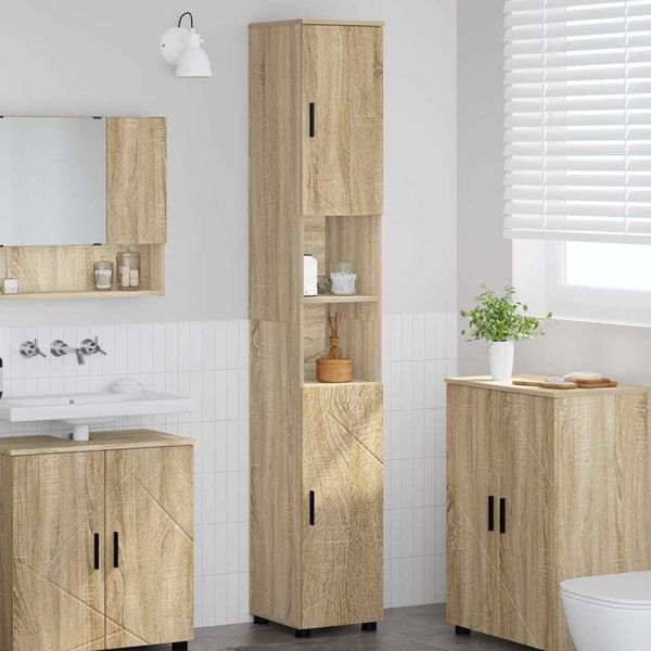vidaXL Badezimmerschrank mit Speicher Sonoma-Eiche 30 x 35 x 192 cm 883336