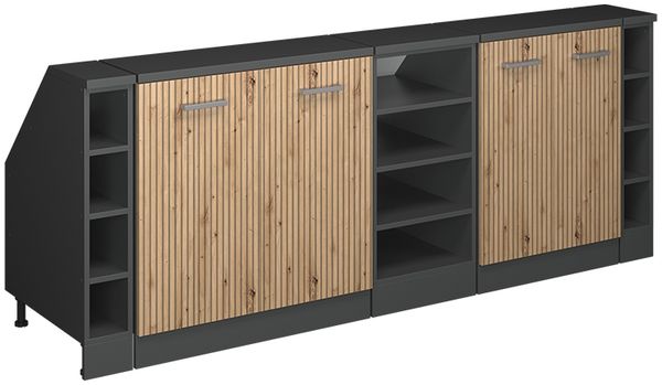 Dachschrägenschrank-Set Rion Artisan-Eiche 210 cm 5er Set Schrankkorpuss 60 cm Tiefe Vicco