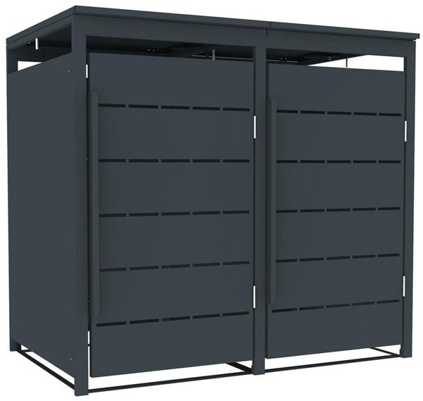 Mülltonnenbox Müllbox Mülltonnenverkleidung 2 Türen Anthrazit Soft-Close Box