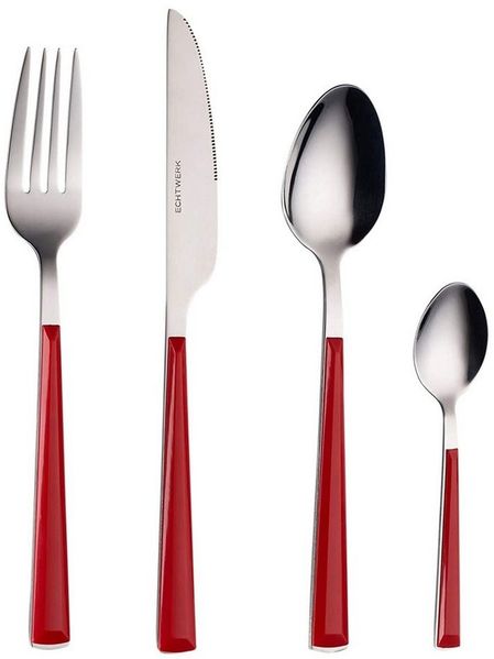 ECHTWERK Besteck-Set Basic (24-tlg), 6 Personen, Edelstahl 18/0, Camping/Picknickbesteck, Kunststoffgriffe
