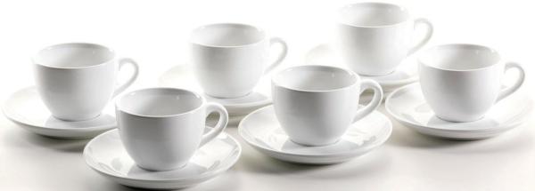 Mäser 924227 COLOMBIA Kaffeetasse mit Unterteller, weiß, 12-teilig (1 Set)