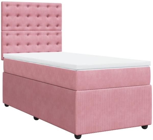 vidaXL Boxspringbett mit Matratze Rosa 90x190 cm Samt 3292231