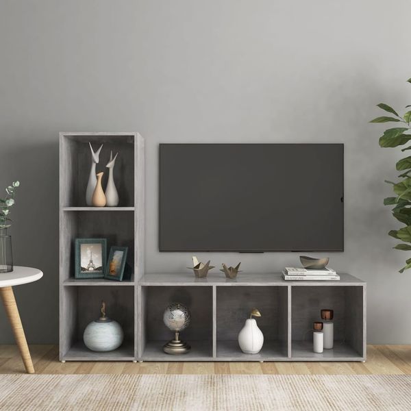vidaXL TV-Schränke 2 Stk. Betongrau 107 x 35 x 37 cm Spanplatte [3079938]