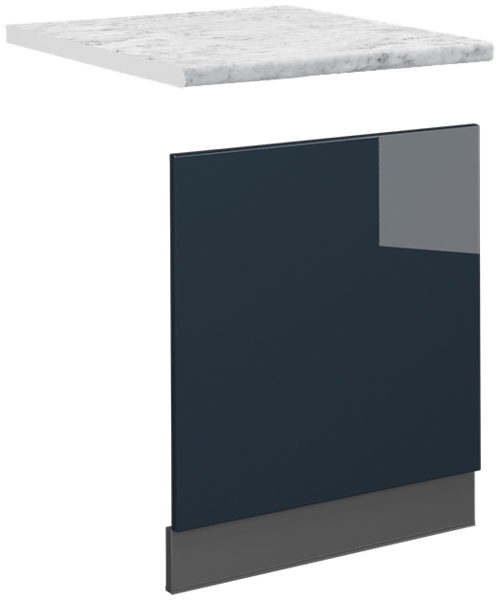 Frontblende Fame-Line Dunkelblau Hochglanz 60 cm , AP Marmor Vicco