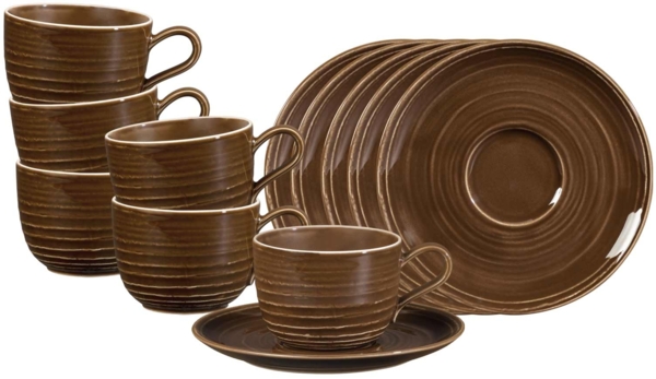 Seltmann Weiden Terra Kaffeetasse mit Untertasse 260 ml erdbraun 6er Set