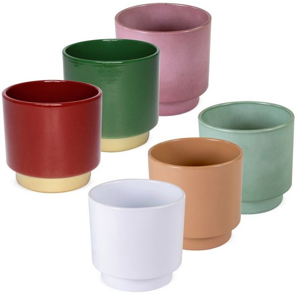 matches21 HOME & HOBBY Blumentopf Übertöpfe in Ø 10,5 cm, Beige Blumentöpfe im 2er Set (2 St), Blumenübertöpfe aus Keramik für Zimmerpflanzen Bild 3