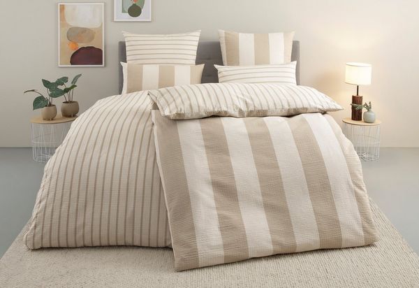 OTTO home Bettwäsche Sari in verschiedenen Qualitäten, Seersucker, 2 teilig, ab Gr. 135x200 cm, Wendedesign, moderne Bettwäsche mit Streifen