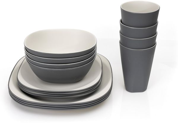 Platinet 16 Teilig Leichtes Besteckset für Wohnmobil Picknick Camping Zuhause Geschirrset
