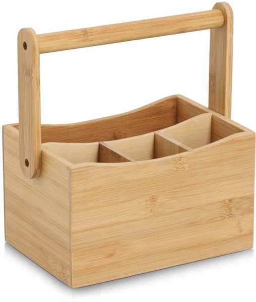 ZELLER Utensilienhalter 25671 mit Tragegriff, Bambus / Organizer
