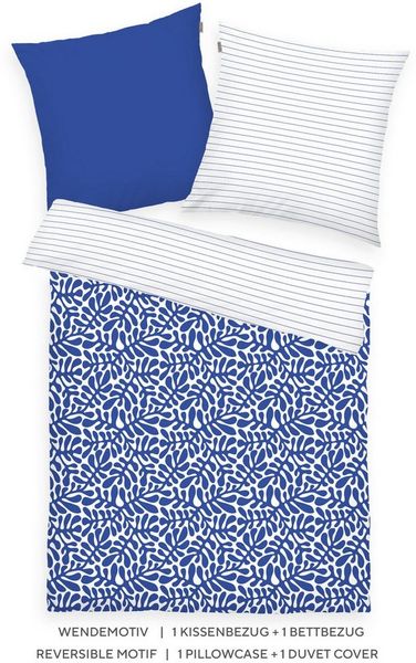 TOM TAILOR HOME Bettwäsche ORGANIC LEAVES in Gr. 135x200cm, 155x220cm oder 200x220cm, Renforcé, 2 teilig, new bedroom, mit farbigem Markenreißverschluss