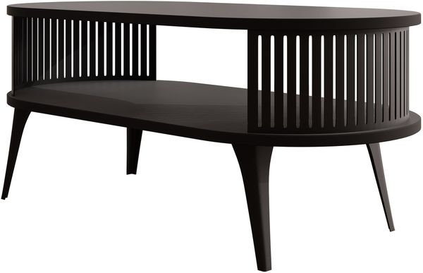 Couchtisch Rajkon Oval (Farbe: Schwarz / Schwarz Molet)