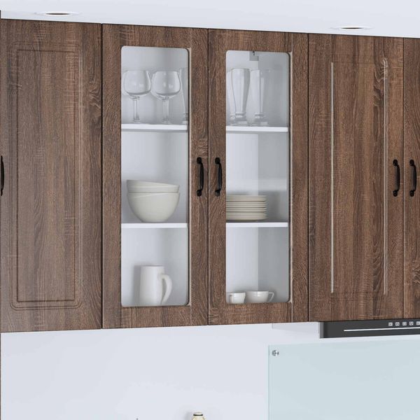 vidaXL Wandglas-Schrank PORTO Braun Eichen-Optik 80 x 31 x 100 cm 885512