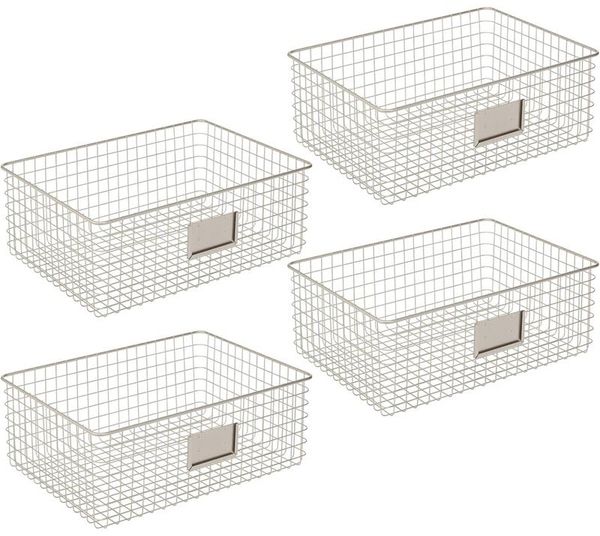 mDesign Allzweckkorb Aufbewahrung Drahtkorb Organizer 4er-Set Metall Mattsilber