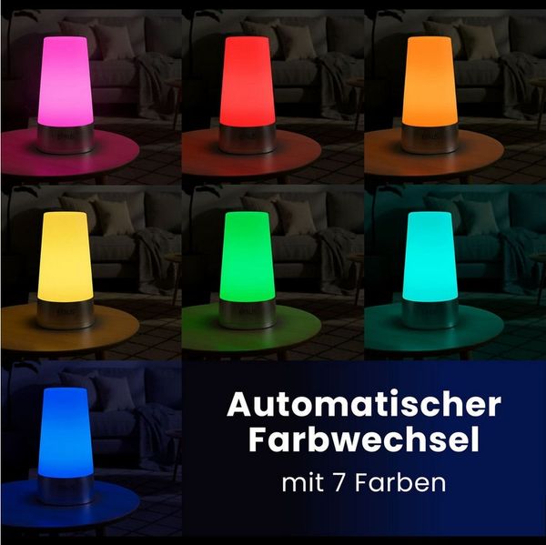 EAXUS LED Tischleuchte Stimmungslicht - Nachtlicht/Nachttischlampe, LED fest integriert, RGB-Farbwechsel, mit RGB-Farbwechsel