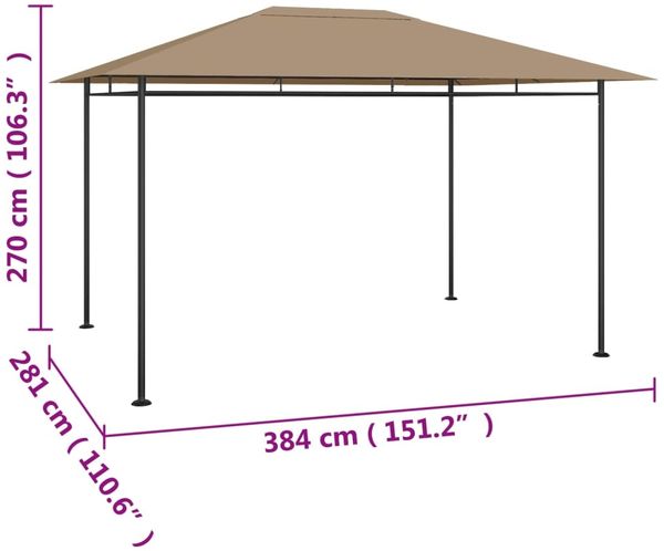 vidaXL Pavillon 384x281x270 cm Taupe 180 g/m² 313922 Bild 5