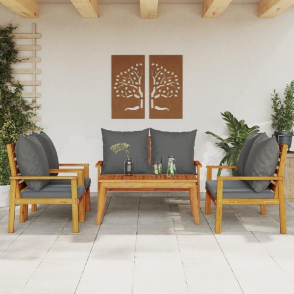 vidaXL 5-tlg. Garten-Lounge-Set mit Kissen Massivholz Akazie 3211802