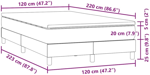 vidaXL Boxspringbett mit Matratze Rosa 120x220 cm Samt 3315968 Bild 10
