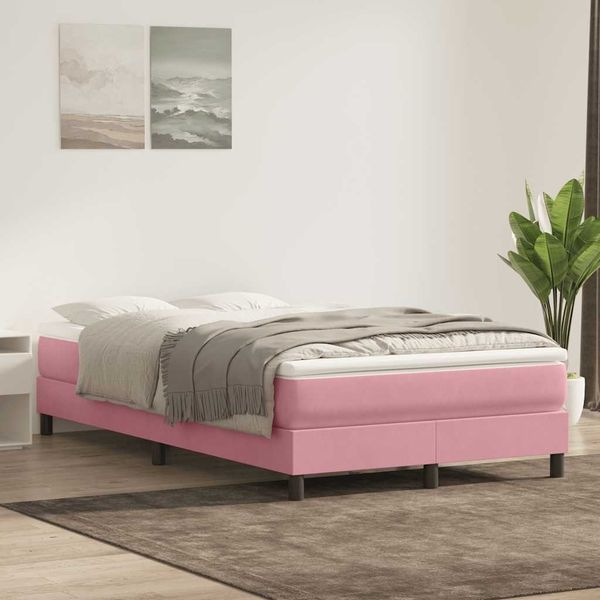 vidaXL Boxspringbett mit Matratze Rosa 120x220 cm Samt 3315968
