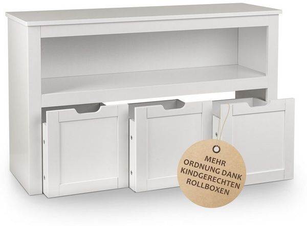 ONVAYA Sideboard mit Rollboxen - Bücherregal-Kuscheltier Aufbewahrung