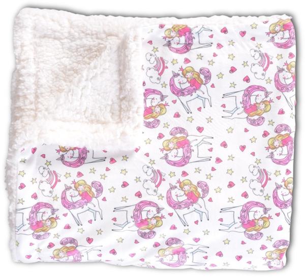 Cangaroo Babydecke Einhorn, Größe 105 x 75 cm, kuschelige Schmusedecke ab Geburt pink