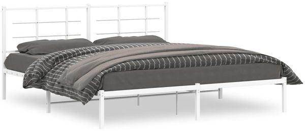 Doppelbett, Bettgestell Modernen mit Kopfteil Metall Weiß 180x200 cm d779e