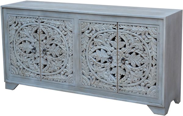 Sideboard >Kalita< in Grau, Massivholz - 170x85x40cm (BxHxT)