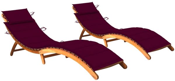 vidaXL Sonnenliegen 2 Stk. mit Auflagen Massivholz Akazie 3077370