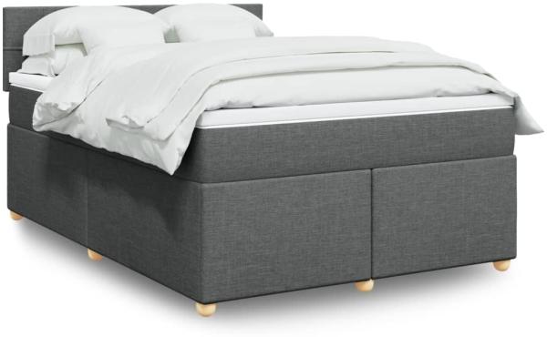 vidaXL Boxspringbett mit Matratze Dunkelgrau 140x190 cm Stoff 3288976