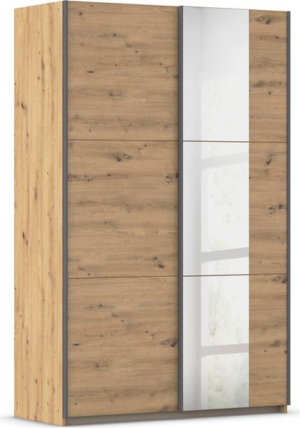 rauch Kleiderschrank, Schwebetürenschrank KRONACH, 2-türig, Spiegel teilaufgelegt, Eiche Artisan, 131 x 210 x 59 cm Bild 3