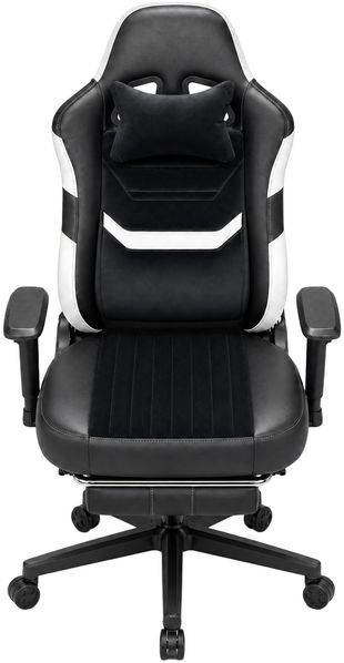 JUMMICO Gaming Stuhl für Erwachsene (Big & Tall), Belastbar bis 200 KG, Schwerer Ergonomischer Bürostuhl mit 2D Armlehnen, Fußstütze, 90°-160° Verstellbarem Schreibtischstuhl, Weiß