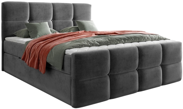 Boxspringbett 'Fuego', grau, 180x200 cm
