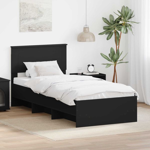 vidaXL Bettrahmen mit Kopfteil Schwarz 80 x 200 cm Holzwerkstoff 3408901