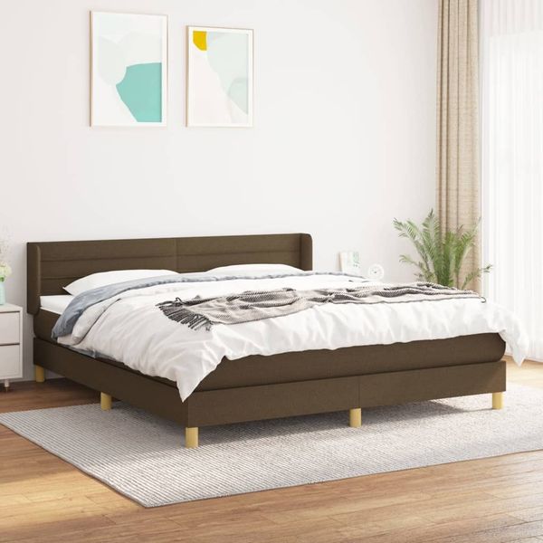 vidaXL Boxspringbett mit Matratze Dunkelbraun 160x200 cm Stoff 3130364
