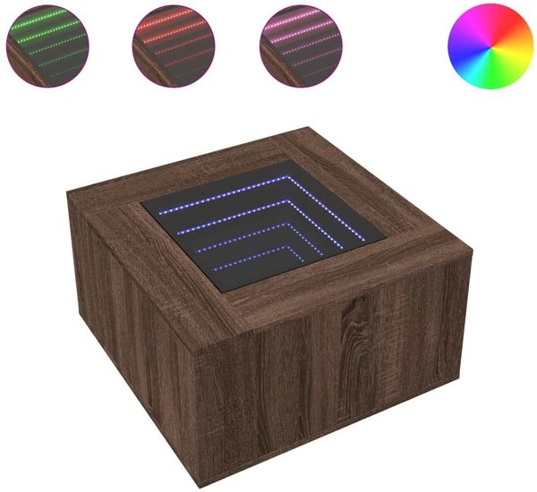 LED-Couchtisch, Sofatisch Braun Eichen-Optik 60x60x40 cm Holzwerkstoff