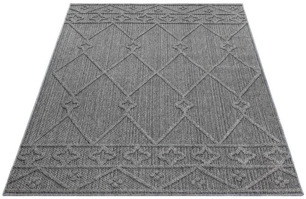 SIMPEX24 Outdoorteppich Berber Design, Läufer, Höhe: 8 mm, In & Outdoor Teppich Grau Berber Design für Küchen Balkon Terrasse