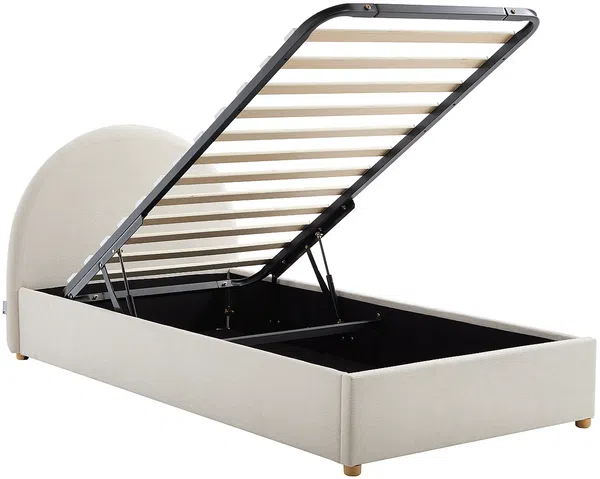 Vente-unique - LIRIMO Bett StoffSamt Beige - B 202 cm x H 87 cm x L 103 cm Bild 6