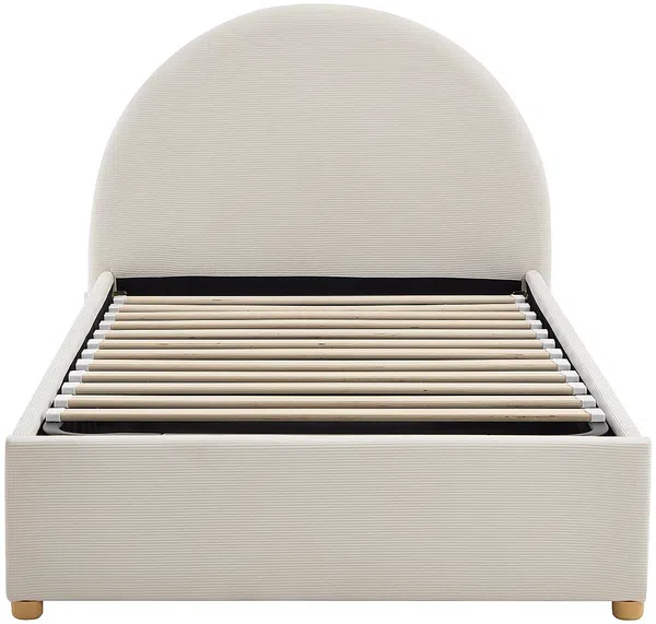 Vente-unique - LIRIMO Bett StoffSamt Beige - B 202 cm x H 87 cm x L 103 cm Bild 5