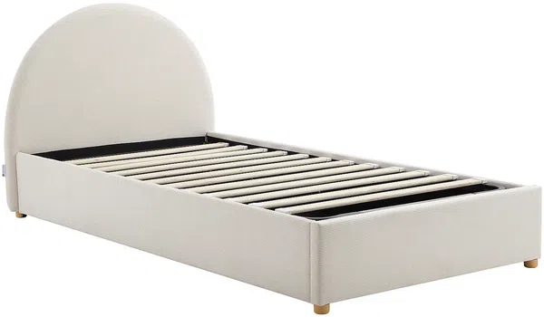 Vente-unique - LIRIMO Bett StoffSamt Beige - B 202 cm x H 87 cm x L 103 cm Bild 4