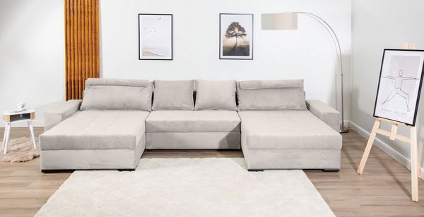 COLLECTION AB Wohnlandschaft Josy XXXL-Relax U-Form, B: 352 cm, Bettfunktion, Bettkasten & 2 Nackenkissen, Federkern