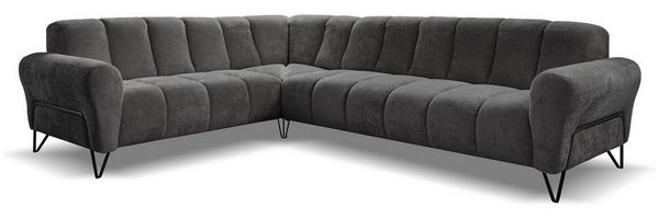 Beautysofa Ecksofa mit Metallbeine in schwarzer VOLARE L, mit höchstem Sitzkomfort, ohne Schlaffunktion